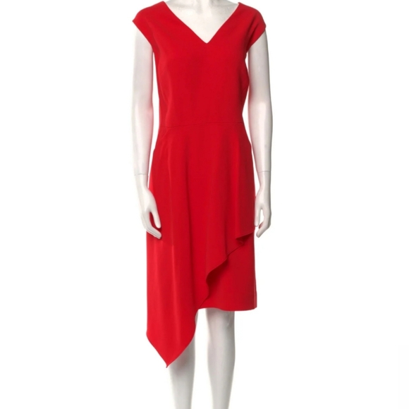 Rickie Freeman For Teri Jon Crepe Drape Front Cocktail Dress Red 6 - Picture 1 of 16